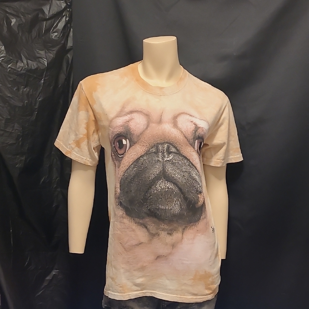 The Mountain Big Face Pug Dog Puppy Cotton Tie Die Animal T-Shirt Adult SMALL